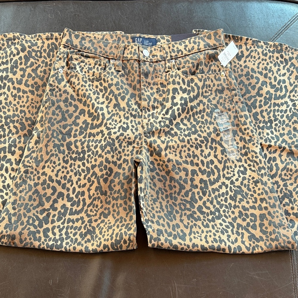NWT GAP Cheetah Print High Rise Wide Leg - Brown and Black Pants(Size 8/29 R) - Picture 3 of 8